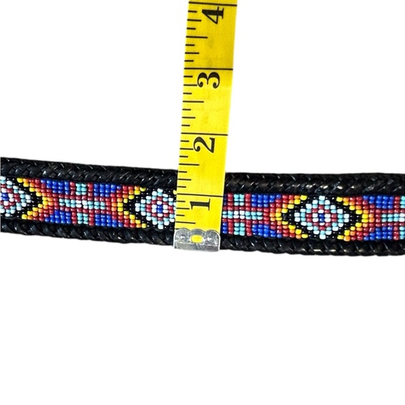 Vintage Southwestern Beaded Leather Belt Size 34 Western Boho - Picture 4 of 16